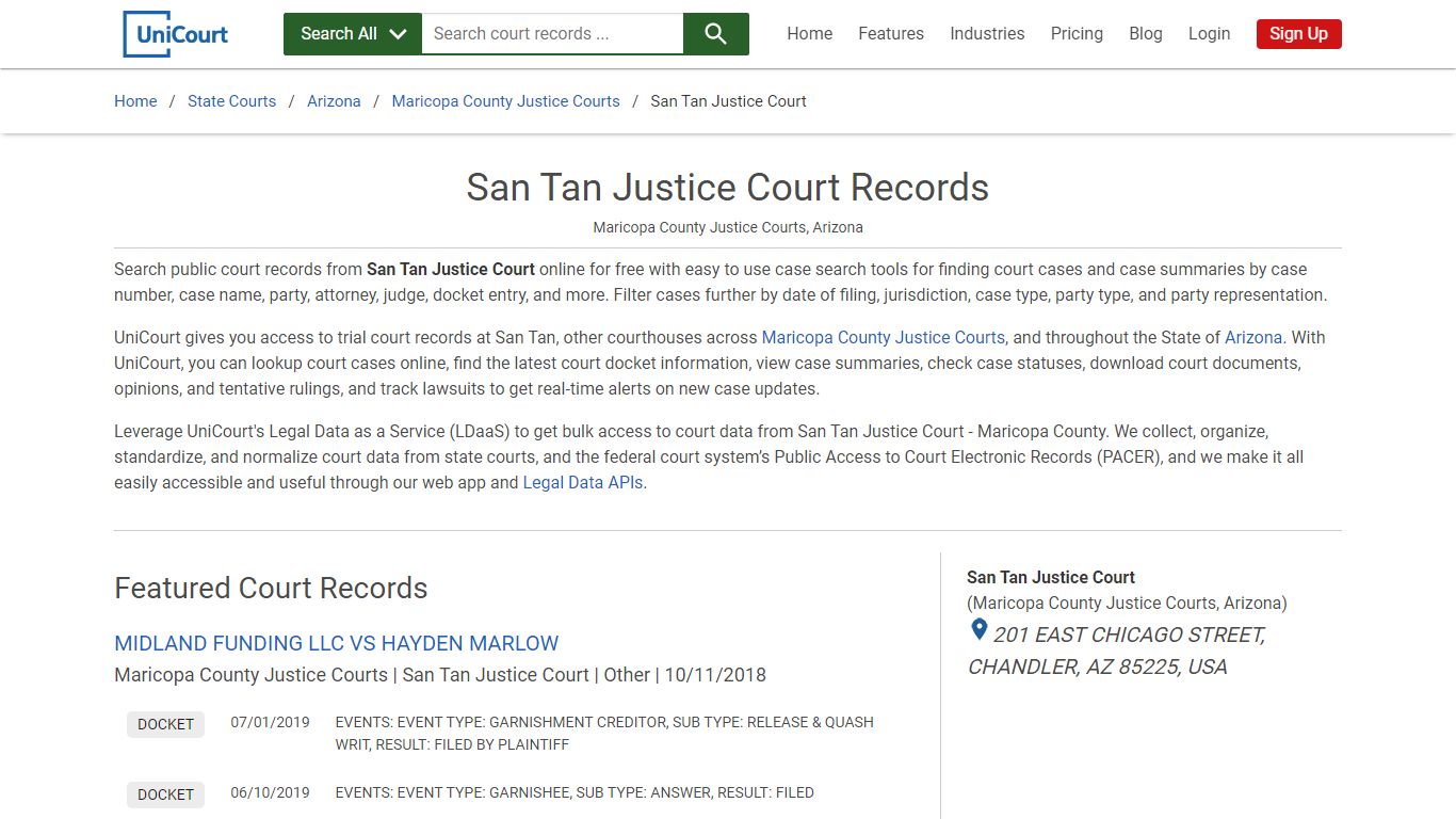 San Tan Justice Court Records | Maricopa | UniCourt